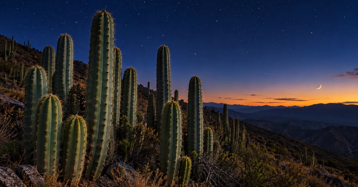 San Pedro cactus at dusk in the Andes, what is wachuma and why its healing ceremony ran at night