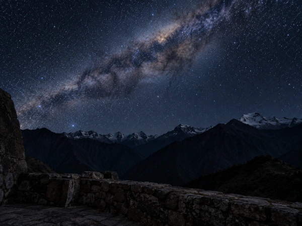 Night sky over the Andes from the retreat terrace after an ayahuasca ceremony