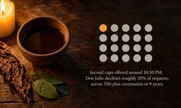 About 20% of ayahuasca second-cup requests declined, the limit on chasing ego death
