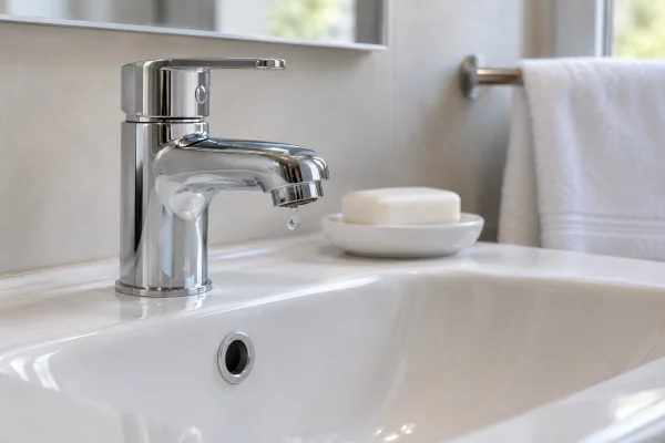 A clean sink with the tap off and a dry bar of soap: the urge to wash, not acted on, in ERP for OCD